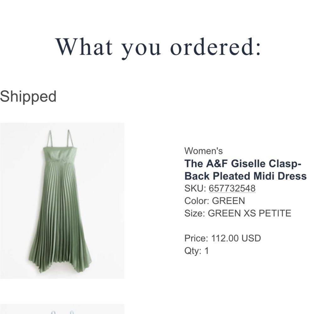 A&F Green Pleated Midi Dress
